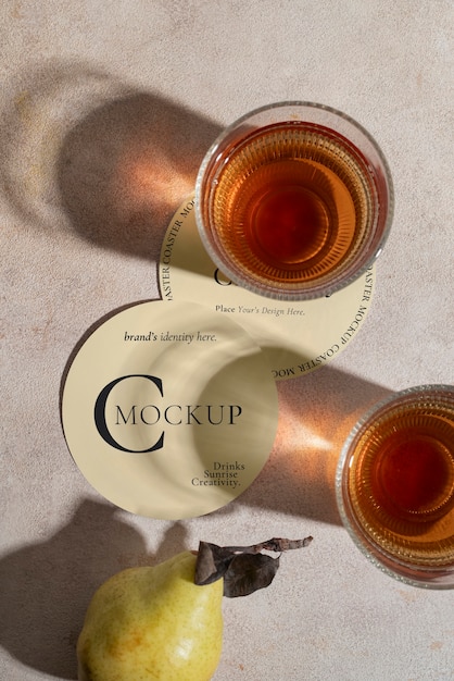 PSD drink coaster mockup