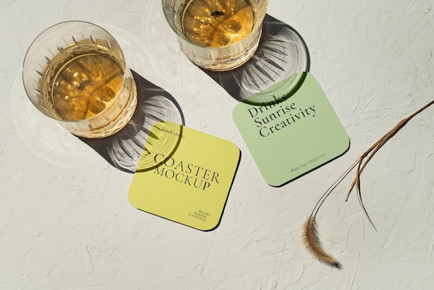 PSD drink coaster mockup