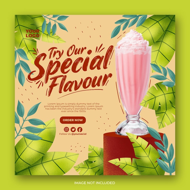 Drink menu promotion social media instagram post banner template