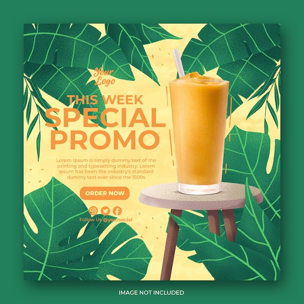 PSD drink menu promotion social media instagram post banner template