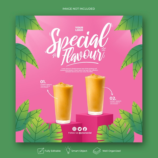 Drink menu promotion social media instagram post banner template