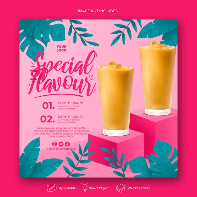 Drink menu promotion social media instagram post banner template