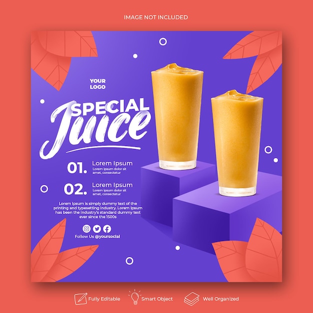 Bere menu promozione social media instagram post banner template