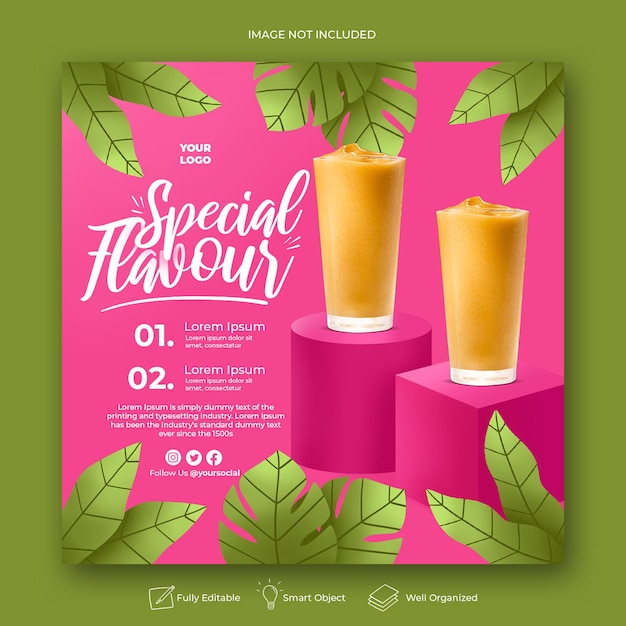 Drink menu promotion social media instagram post banner template