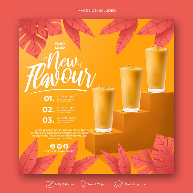 Drink menu promotion social media instagram post banner template