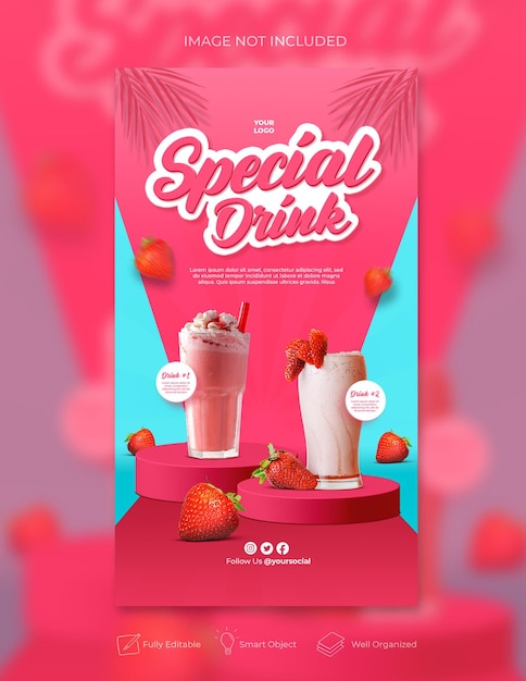 PSD drink menu promotion social media instagram story banner template