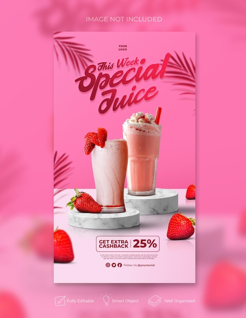 PSD drink menu promotion social media instagram story banner template