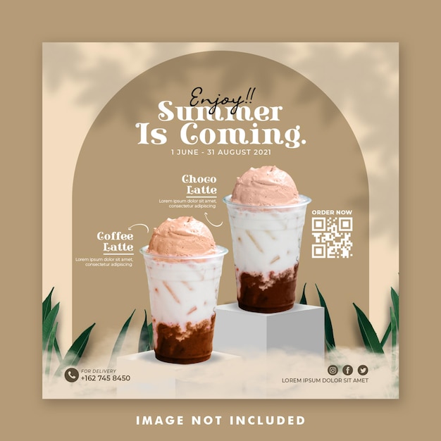 Drink menu summer template social media post banner