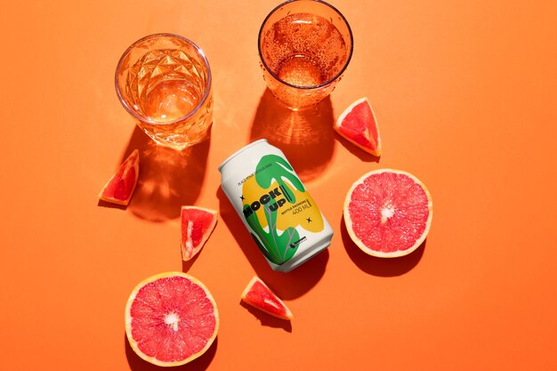 PSD drink mockup met fruit