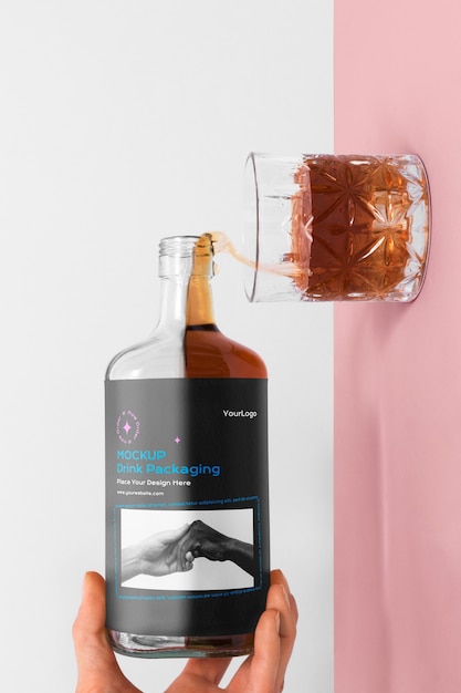 PSD drink packaging in studio mockup