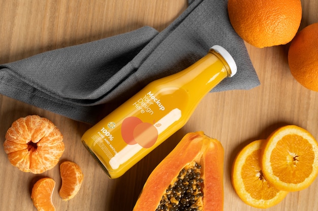 PSD drink packaging with fruit mockup