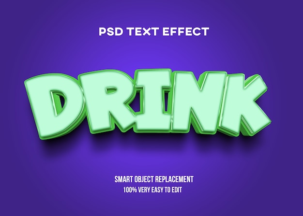 PSD drink pastel teksteffect sjabloon