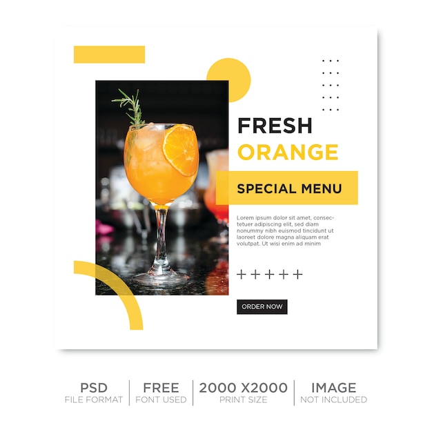 PSD drink social media post template premium psd