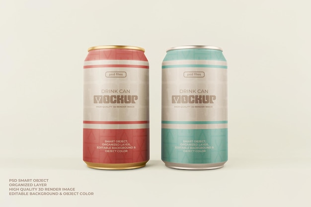 drink soda can mockup packaging glossy matte editable color realistic 3d render