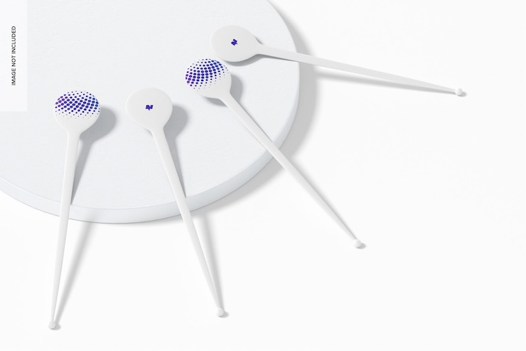 PSD drink stirrers mixers set mockup, top view