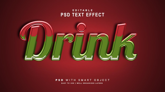Drink text effect. editable text smart object