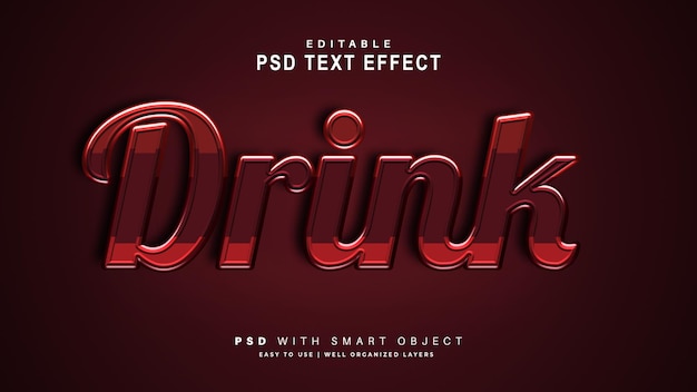 PSD drink text effect. editable text smart object