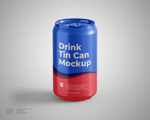 Drink tin can mockup