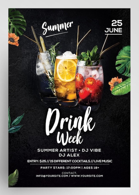 PSD drink week evenement cocktails party flyer