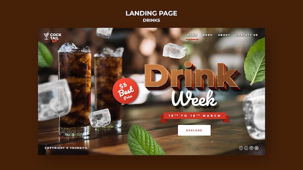 PSD drink week landing page