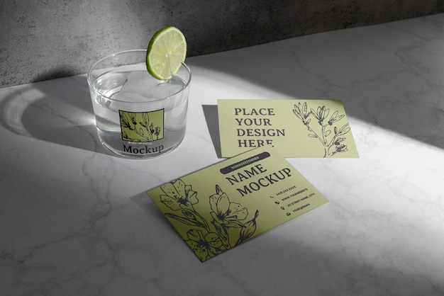 Drink with dark concrete mockup