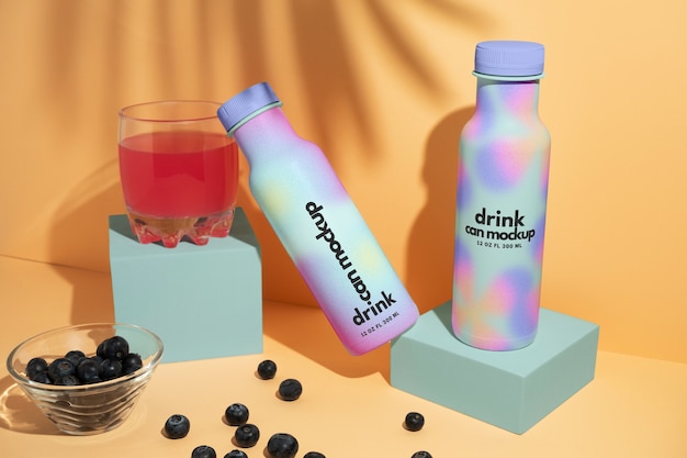 PSD drink with fruit  mockup