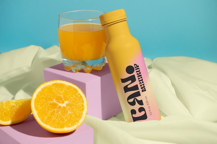 PSD drink with fruit  mockup