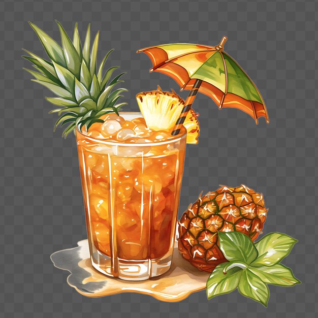 PSD a drink with pineapple and a pineapple on it