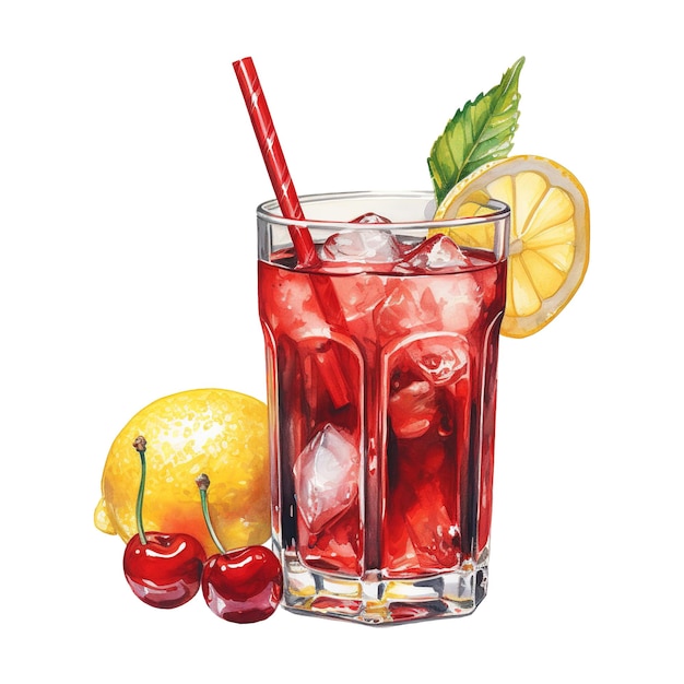 Drink with a straw and lemon ai generated image