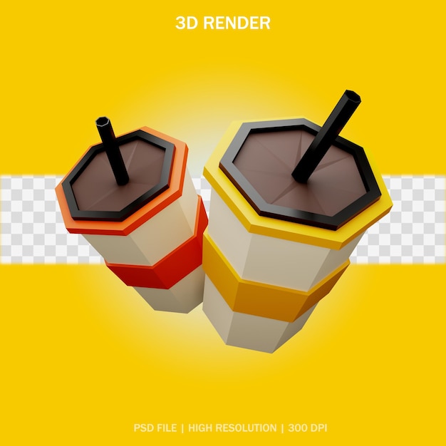 Drinkbekers met transparante achtergrond in 3d design