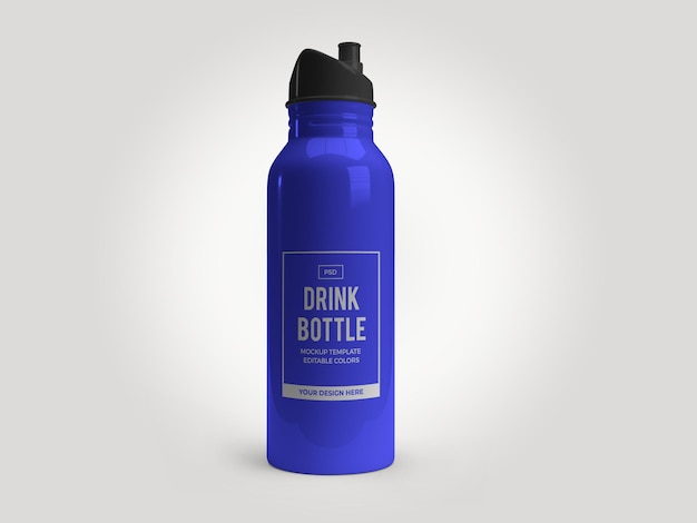 Drinking bottle flask mockup template isolated