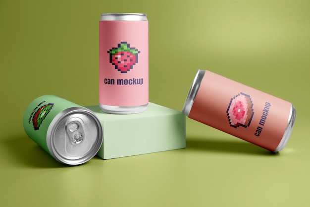 PSD drinking can  8 bit packaging mockup