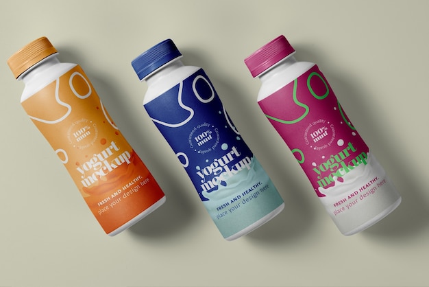 PSD drinking yogurt packaging mockup