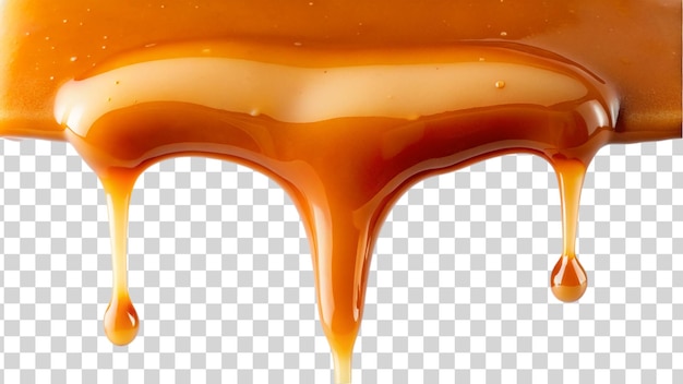 Dripping caramel isolated on transparent background