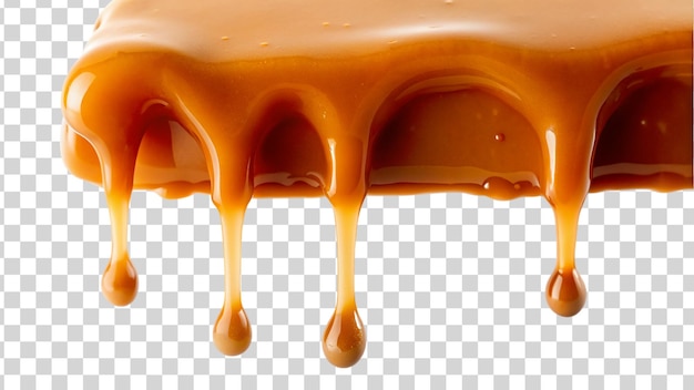 PSD dripping caramel isolated on transparent background