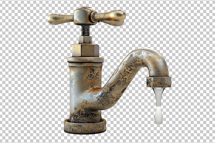 PSD dripping faucet on transparent background