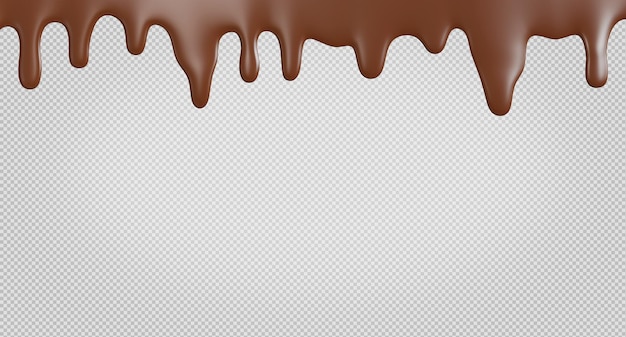PSD Капающий расплавленный шоколад изолирован на прозрачном фоне