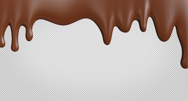 PSD dripping melted chocolates isoalted on transparent background