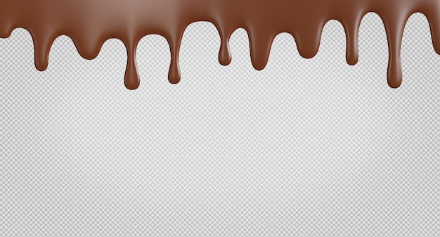 PSD dripping melted chocolates isoalted on transparent background