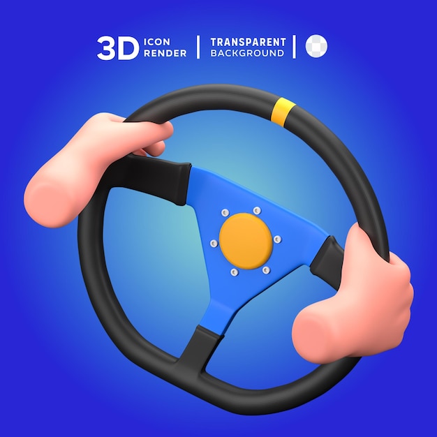 Driving 3d illustration rendering 3d icon colored isolated