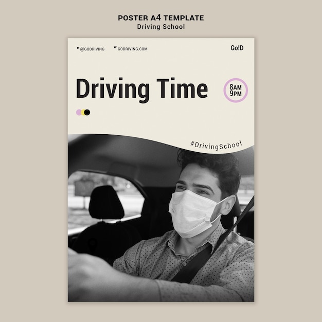 PSD driving school poster design template