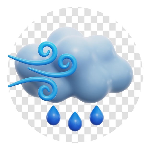 PSD drizzling weather 3d icon transparent background