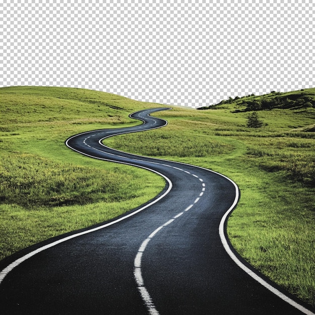 Droga kręta autostrada dwukierunkowa droga czarna asfaltowa autostrada na przezroczystym tle