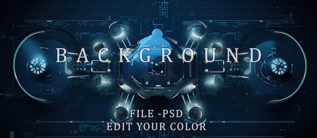 PSD drone abstract dots and lines technologically advanced enemy reconnaissance blue background