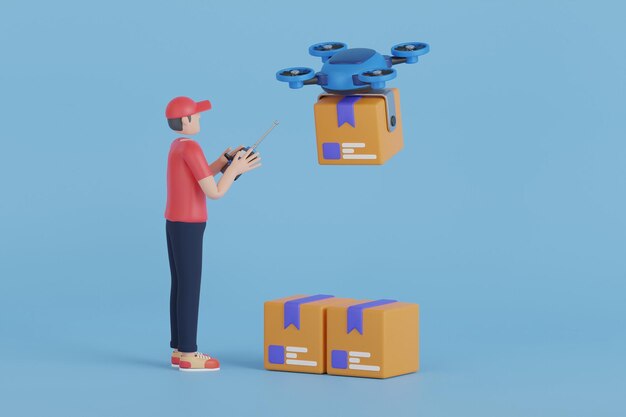 Иллюстрация доставки дронов в 3D
