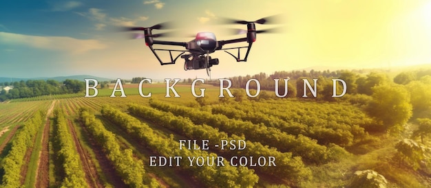 PSD drone flying over the fields