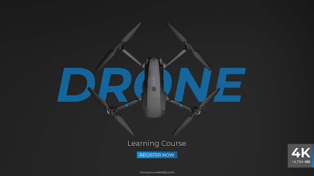 Drone learning course banner with dark background