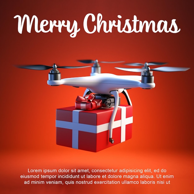 PSD drone merry christmas wish post psd