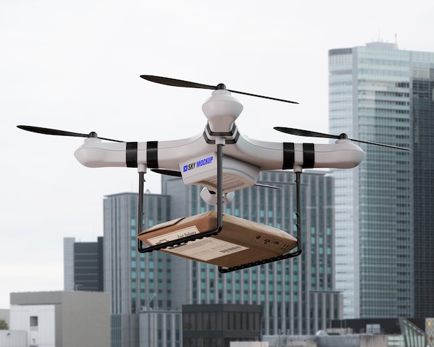 Drone mockup used for air transportation