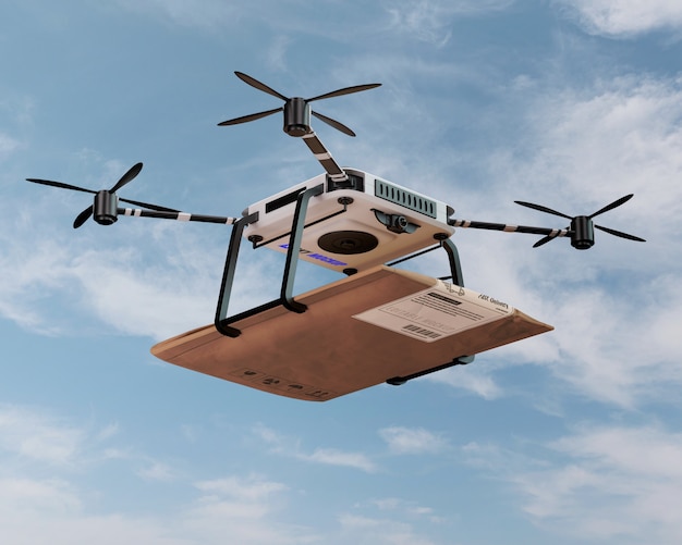 Drone mockup used for air transportation